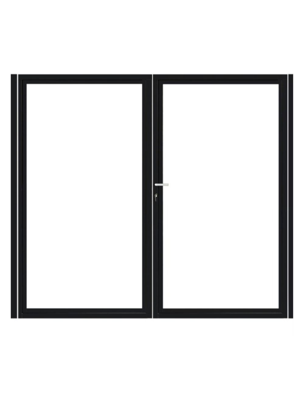 Dubbele stalen poort, zwart gepoedercoat, fijnstructuur, incl. hang- en sluitwerk (t.b.v. profielen 28mm dik)