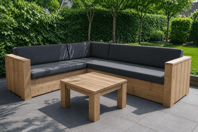 Sfeerbeeld loungehoek onder overkapping