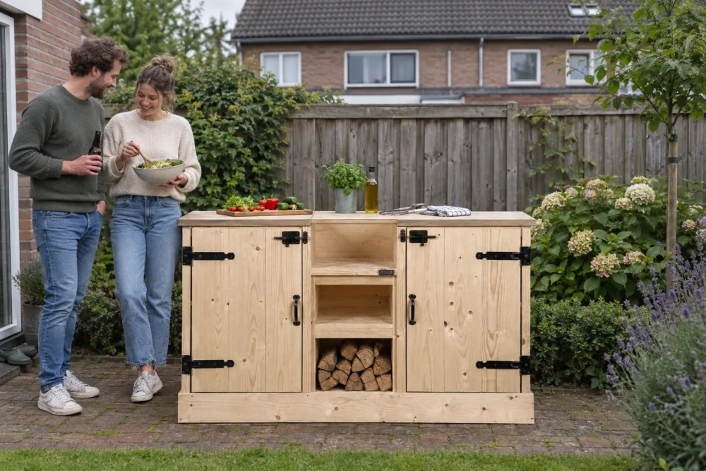 Stel bij de buitenkeuken Rico van STILT